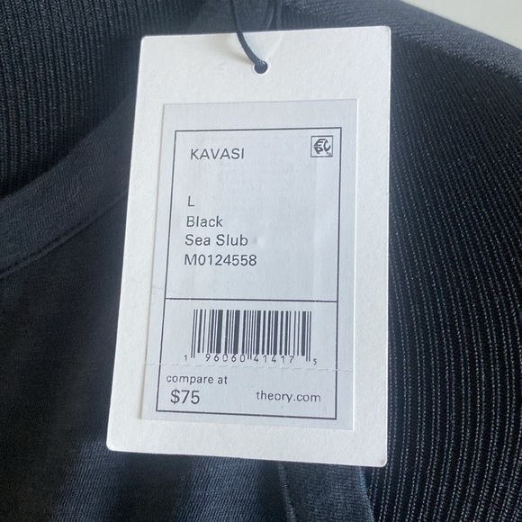 Theory Kavasi Black Sea Slub Tank Top 100% Cotton Sz L NWT - Picture 6 of 9